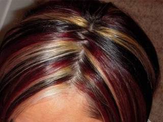 фото мелирования волос перьями