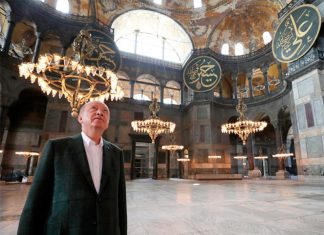 Эрдоган лично проверил подготовительные работы в мечети Айя-София