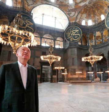 Эрдоган лично проверил подготовительные работы в мечети Айя-София