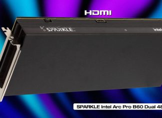 48 ГБ памяти, пассивный охладитель и «неправильно» расположенный разъём HDMI. Представлена видеокарта Sparkle Arc Pro B60 Dual Passive