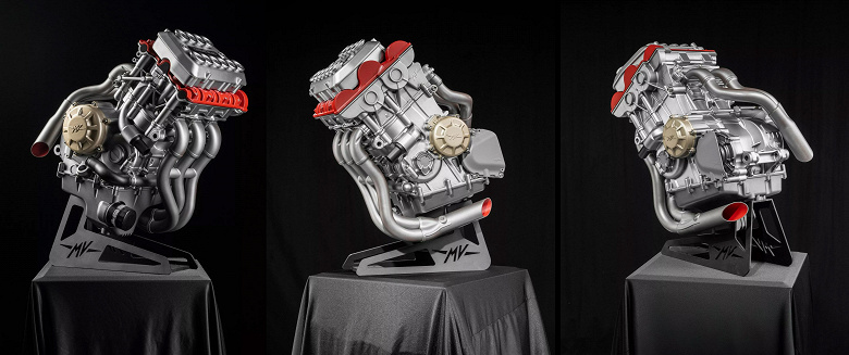 Два цилиндра сверху, три — снизу: представлен первый в мире мотоциклетный двигатель V5