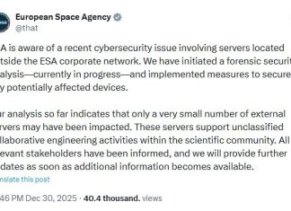 Европейское космическое агентство сообщило о взломе внешних серверов