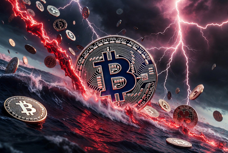 Биткойн резко обрушился, потянув весь крипторынок вниз: волна ликвидаций