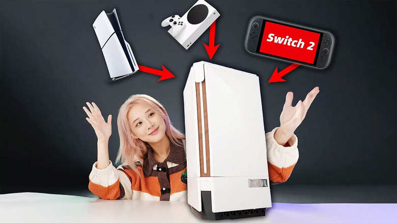 Китайская энтузиастка создала консоль, объединяющую в общем корпусе PS5, Xbox Series X и Nintendo Switch 2