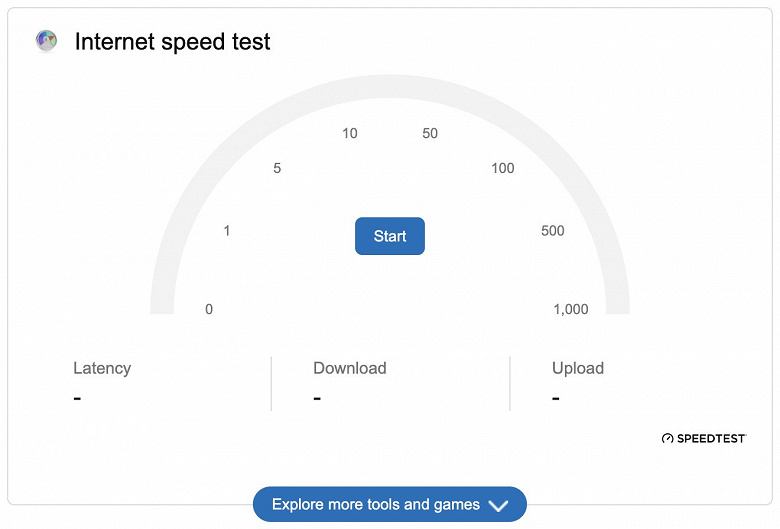 Никакого встроенного теста скорости Интернета в Windows 11 не появилось. Вместо этого в новой сборке есть быстрый запуск Speedtest