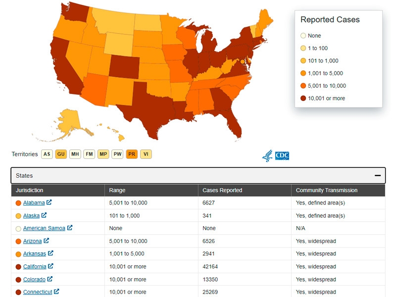 Число заболевших COVID-19 в США за время пандемии превысило 1 млн человек